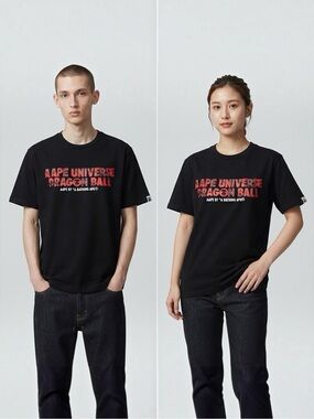 AAPE By A Bathing Ape x Dragon Ball Z Black Graphic Tee Goku Anime Size L
